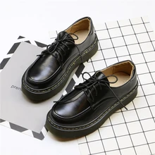 Маленькие кожаные туфли; Новинка года; женские туфли-оксфорды в британском стиле с круглым носком