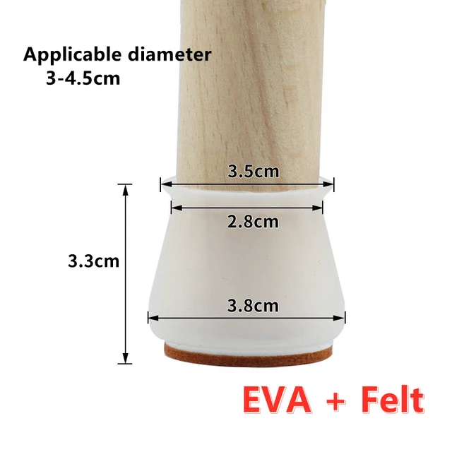 Chair Legs Protectors Table Foot Cover Silicone Chair Caps with Felt EVA Pads for Protecting Floors from Scratches and Noise #30 white L