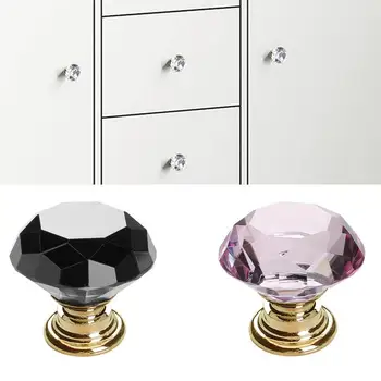 30mm Diamond Shape Design Crystal Glass Knobs Cupboard Kitchen Knobs Hardware Furniture Handles Drawer Handle Cabinet Pulls V2F2