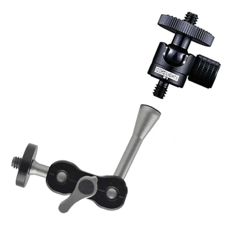 

Tripod Dual Ballhead Magic Arm Articulating 1/4'' Screw Hole and 1/4 ballhead for Camera Cage Video Monitor Mount Adapter LED