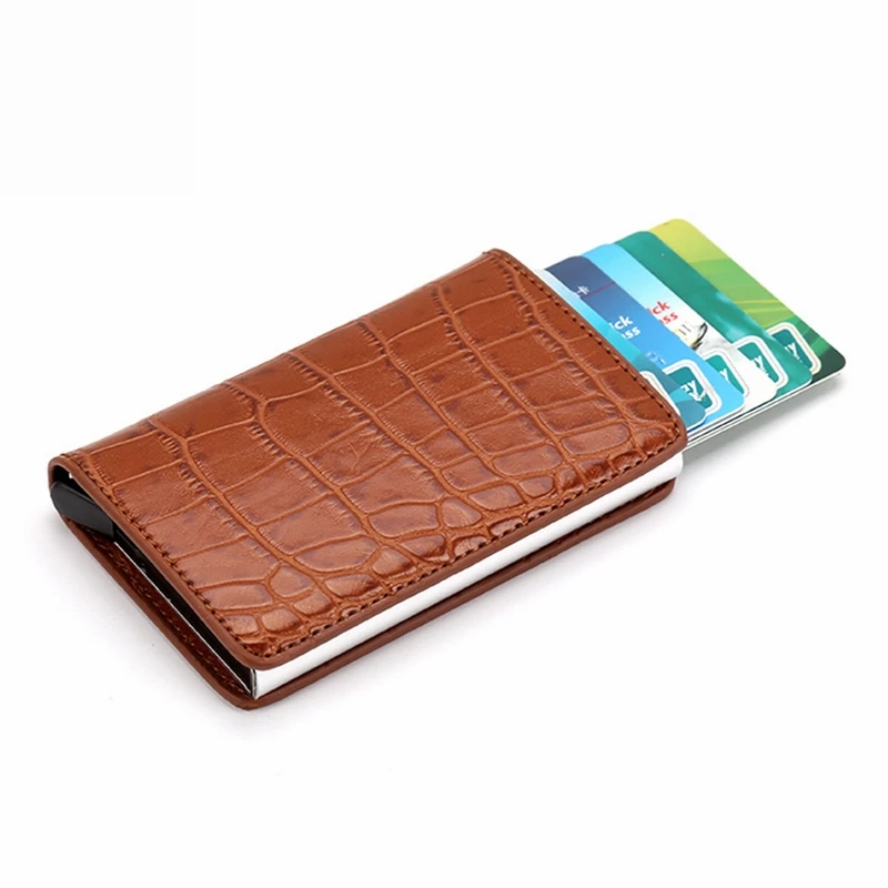 1 шт. кошелек из искусственной кожи, коробка для хранения антимагнитных кредитных карт, металлическая коробка для карт, ящички для хранения - Цвет: G206685A