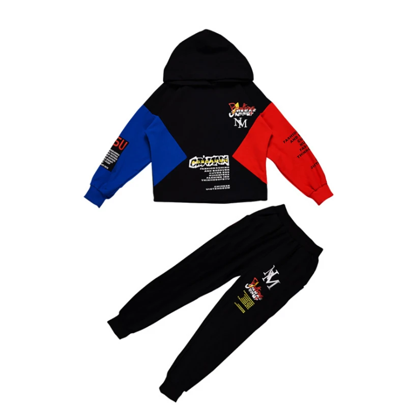 Fall Hip Hop Costume Children's Clothing Set Outfit Boys Long Sleeve Sports Suit Kids Hoodies+ Pants 2 Pcs Set Tracksuit