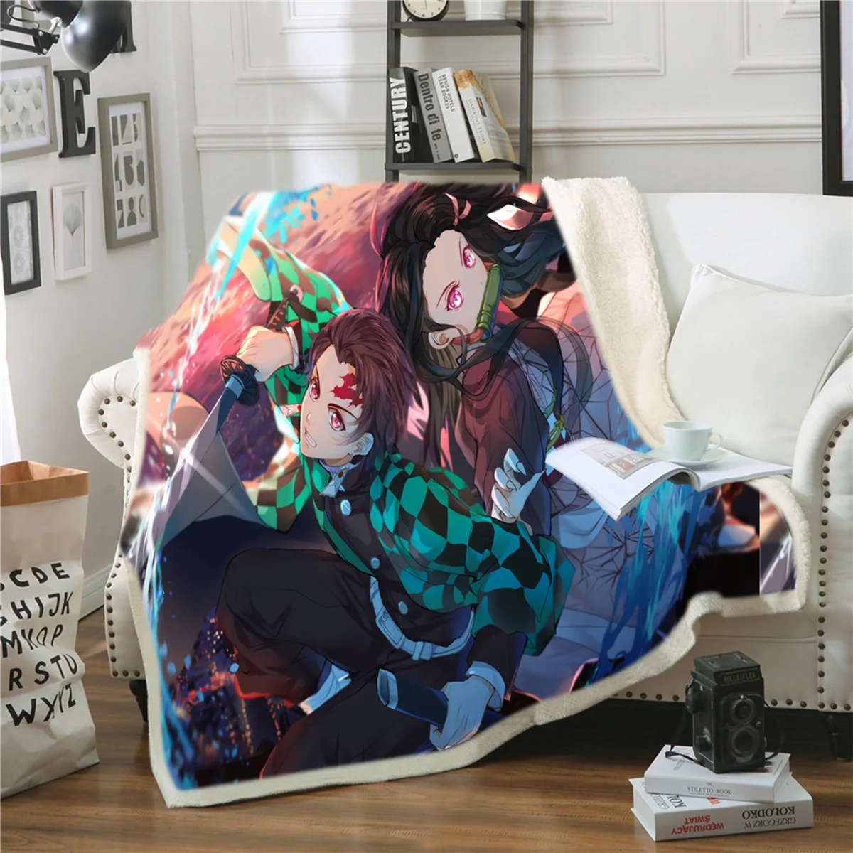 Demon Slayer 3D Printed Sherpa Blanket Couch Quilt Cover Travel Bedding Outlet Velvet Plush Throw Fleece Bedspread 006 |