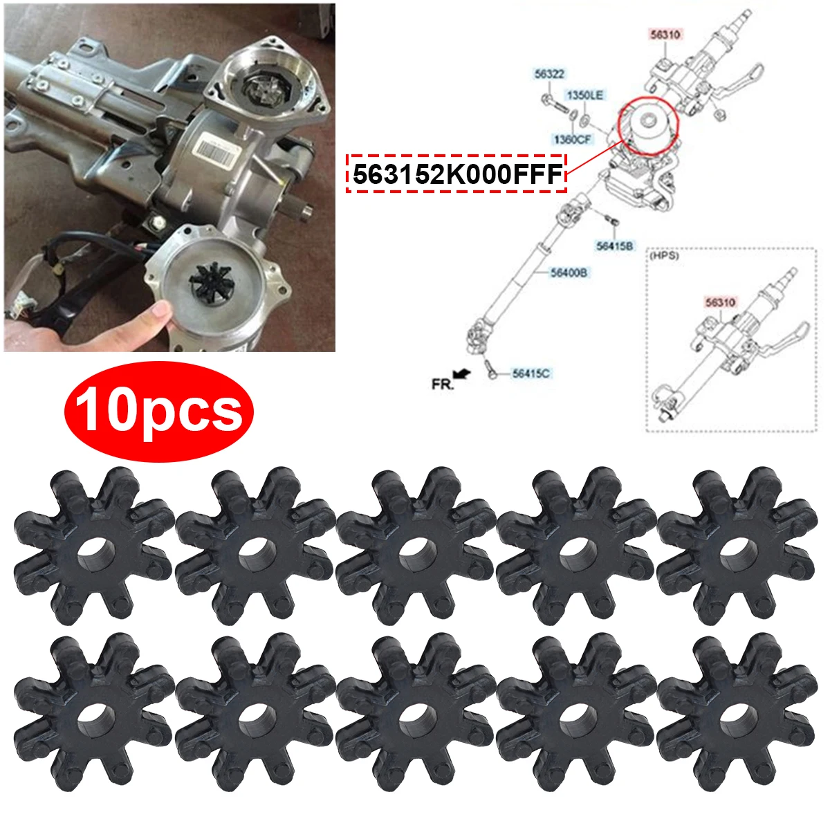 10 Pezzi Giunto Flessibile Per Hyundai Elantra Azera Per Kia Optima Cadenza Forte Soul Azera Sterzo Piantone Accoppiatore 563152K000Fff