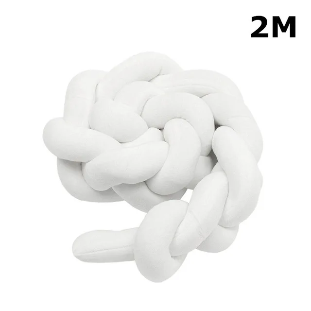 2M white Детский бампер, кровать, коса, узел, подушка, подушка, бампер для младенцев, Bebe, защита для кроватки, детская кроватка, бампер, декор для детской комнаты 1 м 2 м - Цвет: 2M white