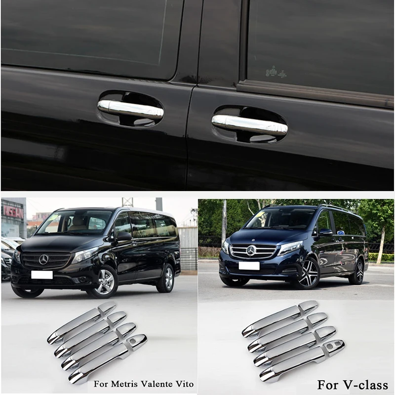 

UBLUEE Chrome Car Side Door Handle Protector Cover Trims For Mercedes Benz Vito Metris Valente V-Class 2014-2018 W447 Accessorie