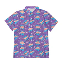 Camisa de dinosaurio de gran tamaño para hombre, blusa Harajuku 3D, hawaiana, Aloha, informal, con estampado personalizado