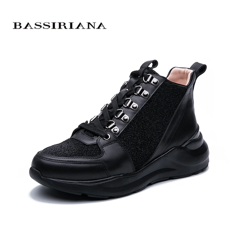 BASSIRIANA / 2019 осень новые женские туфли кожаные черные дышащие плоские