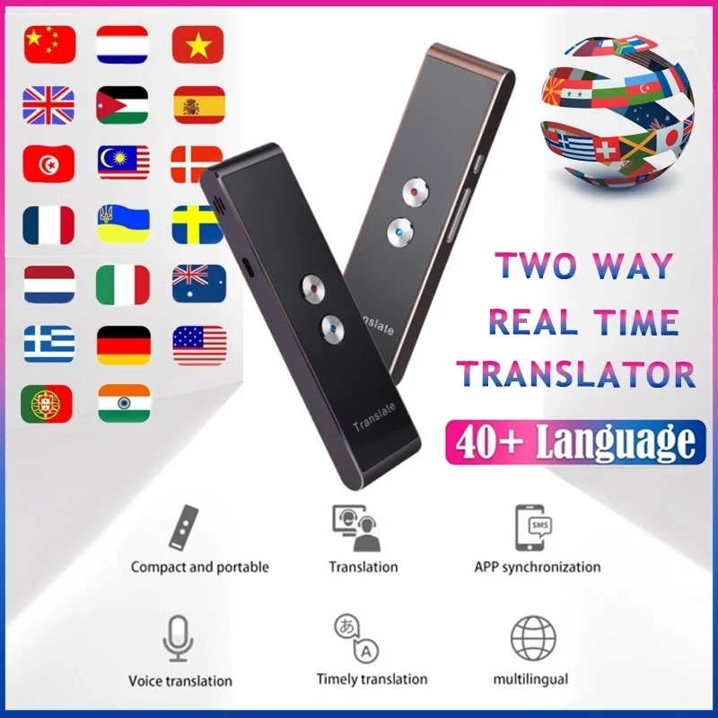 

Smart Voice Translator Portable Speech Two-Way Instant 40 Multi-Language Translation For Learning Travelling Business Meeting