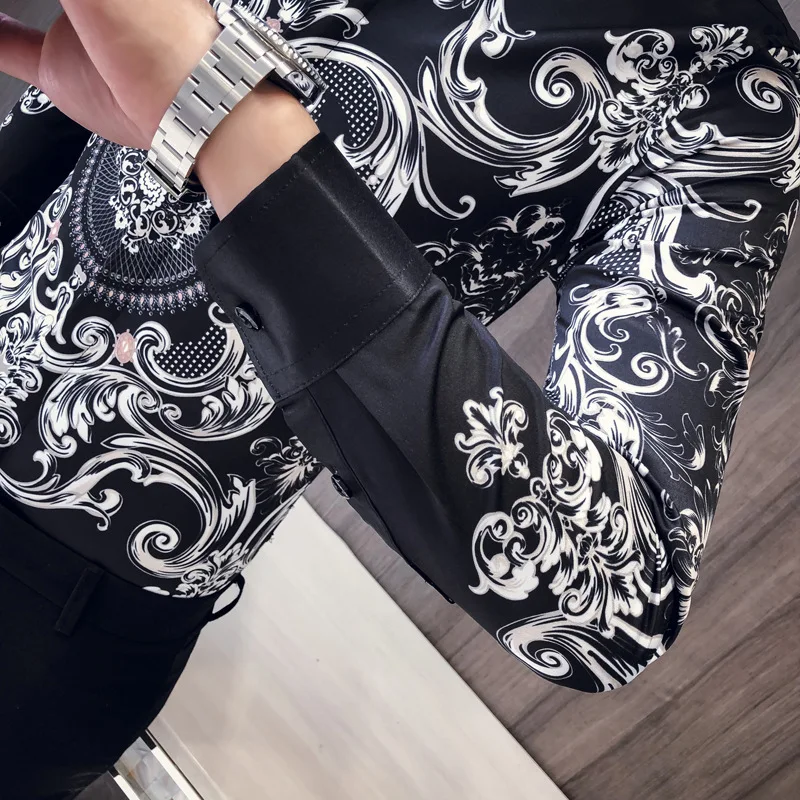2019-New-Black-Shirt-Men-Slim-Fit-Long-Sleeve-Camisa-Masculina-Chemise-Homme-Social-Men-Club (3)