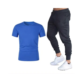 

2020 spring and summer new men's sportswear cotton clothes casual sportswear men's short-sleeved 2-piece sweatshirt + pants