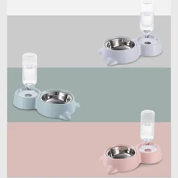 

Removable Pet Cat Corner Dog Feeder Water Dispenser Plastic Drinking Bowl Pets Supplies Feeding Dishes No Electricity