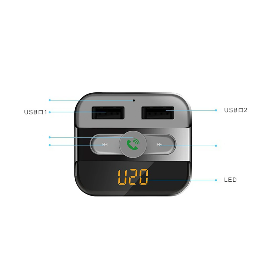 Bluetooth Handsfree BT20 автомобильный комплект передатчик двойной USB 2.1A автомобильное зарядное устройство Встроенный микрофон