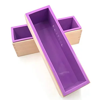 

Silicone Soap Molds Kit - 2 Pcs Flexible Rectangular Soap Silicone Mold with Wood Box for Soaps Making