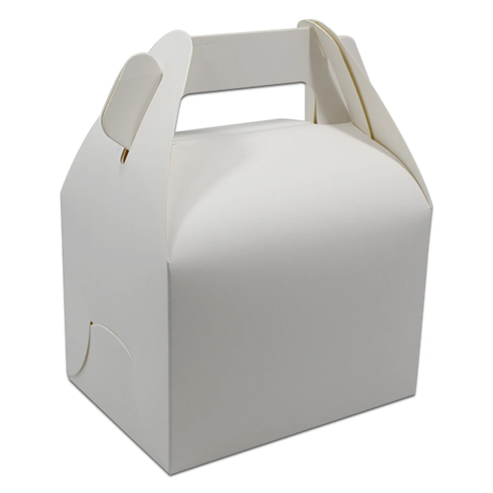

DHL 120Pcs/ Lot Brown/White Kraft Paper Portable Cupcake Packaging Box For Event Party DIY Candy Cake Gift Package Handle Boxes