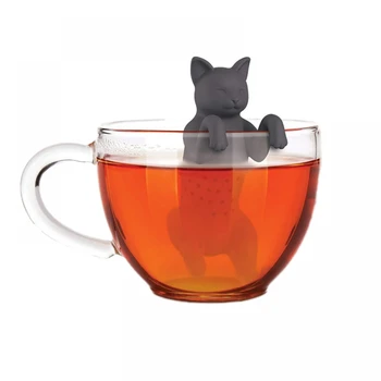 

Black Grey Pet Cat Tea Infuser Food Grade Silicone Rubber Purrtea Animal Dog Tea Filter Tea Strainer