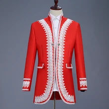 Азиатский стиль костюм для суда сценического шоу костюм бордовый красный и стильный костюм с узорами знаменитостей