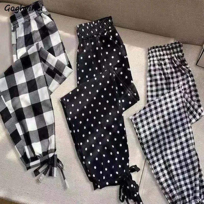 Повседневные женские брюки с эластичной талией длиной до щиколотки на шнуровке в