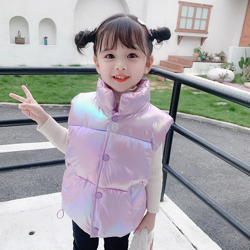 

Vest For Girl Children's Turtlenecks Warm Colorful Sleeveless Waistcoat Child Down Vest Girls Coat Tank Top Children's Clothing