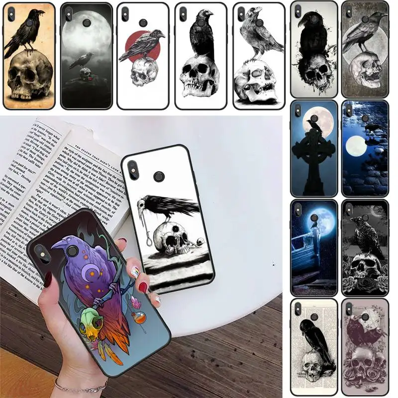 Чехол для телефона Crow sat on the skull and raven moonlight Xiaomi Redmi 4X 5Plus 6A 7 7A 8 8A Note5 9 Note 8T 8Pro 9Pro |