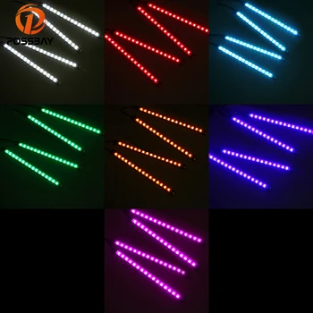 

POSSBAY 4Pcs Car RGB LED Strip Light Atmosphere Lamp 7 Colors USB Car Styling Decorative Car Interior Light Floor Decoration