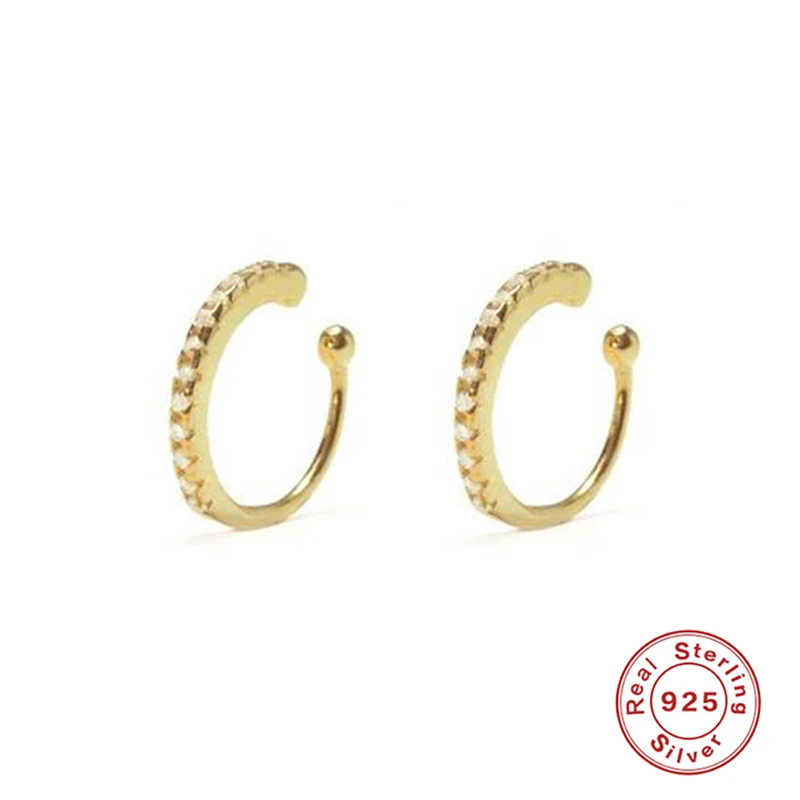 925 пробы, серебряные серьги для женщин, золотые маленькие серьги-кольца для девушек из ротанга, женские серьги-кольца с цирконием, B5 - Окраска металла: Shape 5