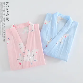 

Kimono Spring And Summer New Woven Cotton Cartoon Rabbit Japanese Traditional Robe Kimono Soft Home Bathing Yukata Caidigan