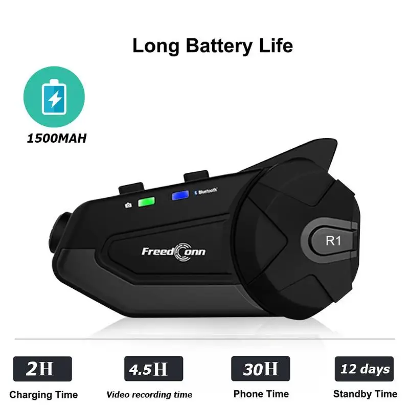 

R1 1080P HD Camera Motorcycle WiFi Bluetooth 4.1 Helmet Headset Intercom