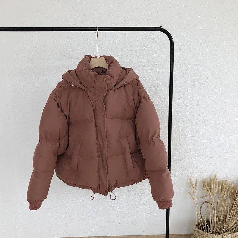 Dark Pink Модная зимняя женская парка с капюшоном, Повседневная Свободная розовая теплая куртка с длинным рукавом, Женская парка, пуховик, верхняя одежда - Цвет: Dark Pink