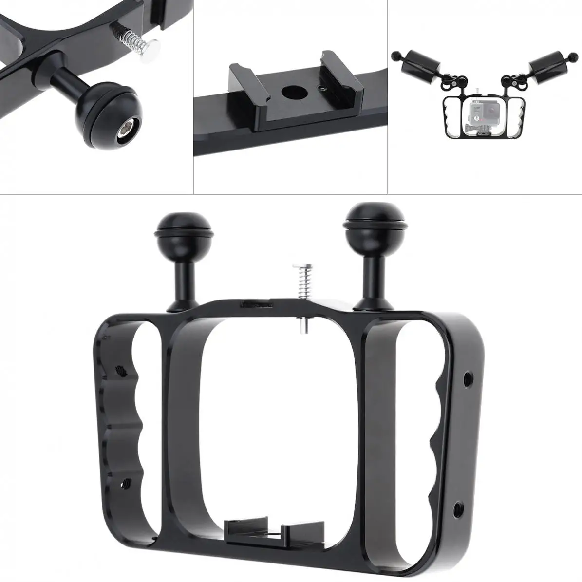 Дайвинг черный двойной ручной ЧПУ фотографии Кронштейн подходит для GoPro Hero 7 6 5 экшн-камеры аксессуары для дайвинга/Дайвинг фонарик
