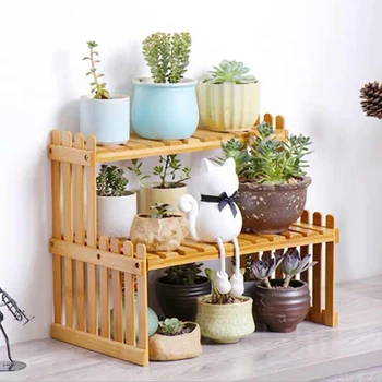 

Premium Bamboo Plant Shelves Flower Garden Rack Stand Flower Display Stand Storage Shelf Organizer Home Desk Balcony Garden