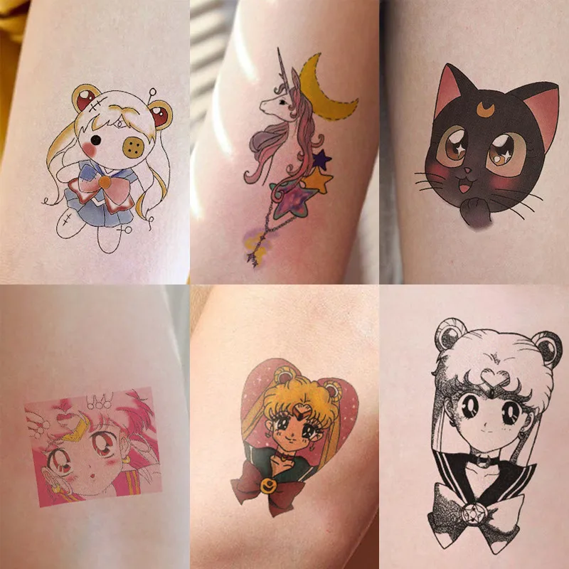 Hot New Japan Anime Moon Tattoo Paster Cosplay Badge Cartoon Cute Fresh Beautiful Girl Sets Fashion Fancy Gift Costumes Badge Aliexpress