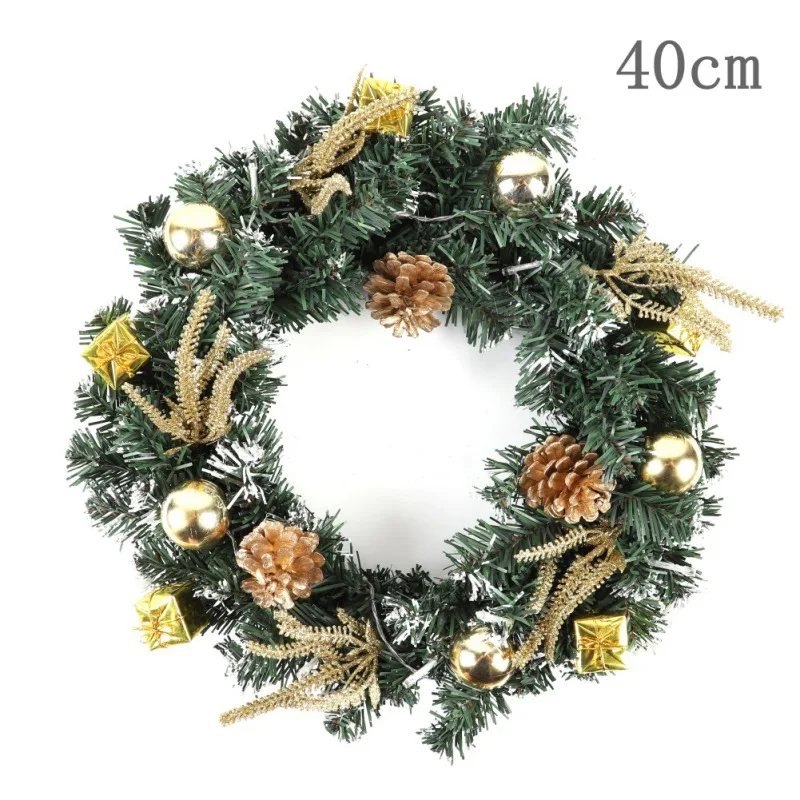 40 см светодиодный Рождественский венок с искусственная сосна шишки ягоды и цветы праздничное переднее украшение для подвешивания на двери Couronne Noel - Цвет: G3