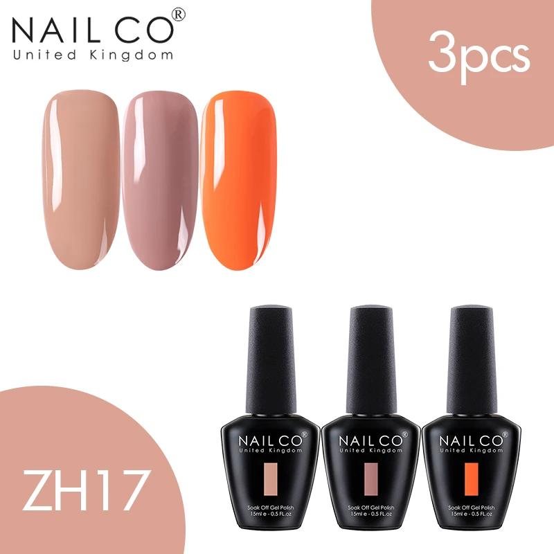 ZH17 NAILCO 15 мл цветной набор 3 шт./комплект Гель-лак для ногтей Полупостоянный Светодиодный УФ-гель для ногтей Краска Лак для ногтей Гибридный Гель-лак - Цвет: ZH17