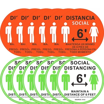 

10 Packs of 12-Inch Social Distance Floor Stickers 6-Foot Separation Stickers for Carpet Social Distance Floor Decals