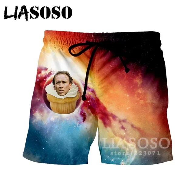 LIASOSO, высококачественные модные шорты, 3D принт, звезда, Николя, клетка, шорты для пляжа, фитнеса, свободные, спортивные, бодибилдинг, плавки, 27