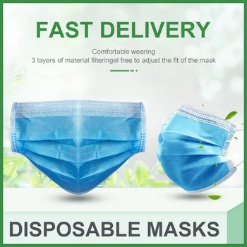 

50/100Pcs Three-layer Protection Non Woven Disposable Dust Face Mouth Masks Anti-Dust Earhook Mask Flu