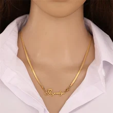 

Personalized Snake Bone Chain Necklace For Women Customized Name With Crown Clavicle Chain Stainless Steel Jewelry Wholesale