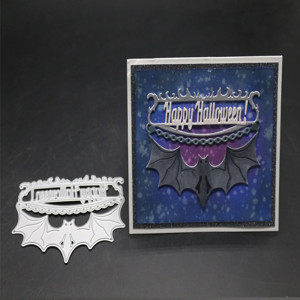 Animal Bat Metal Cutting Dies Happy Halloween Frame Die Cut Letters Stencil DIY Scrapbooking New Craft Stamps And Dies