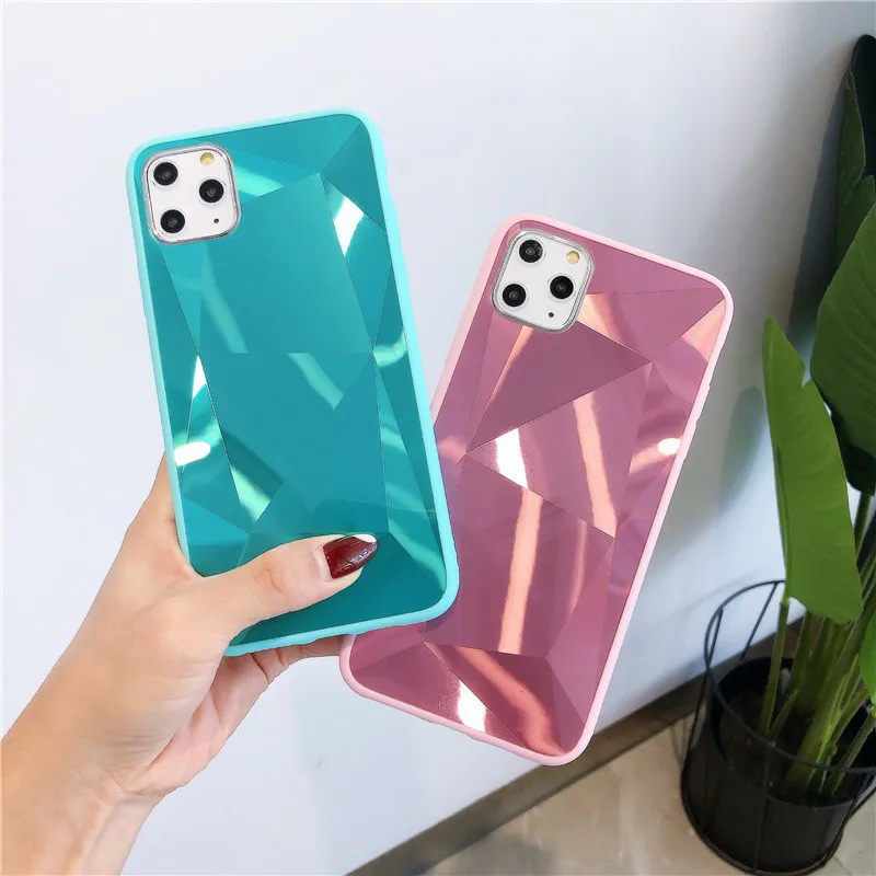 

Diamond Texture Mirror Phone Case For Samsung S8 S9 S10 Plus Cute Soft TPU Shockproof Cover For Samsung Note 8 9 10Pro A41 A71
