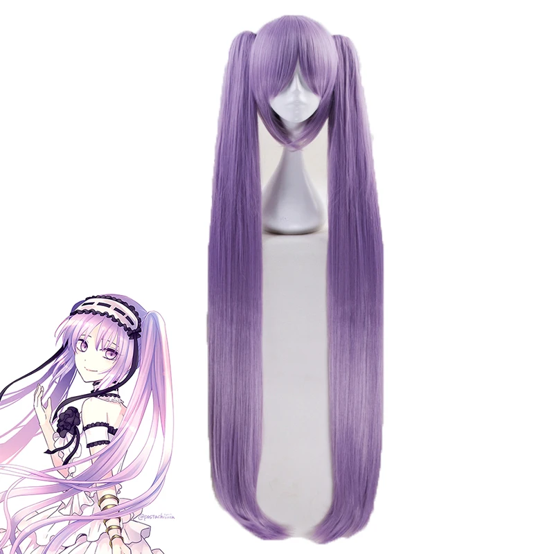 

FATE FGO Euryale Stheno Long Straight Thick Purple Wig with Two Clip on Ponytails Anime Party Costume Cosplay Wigs for Women