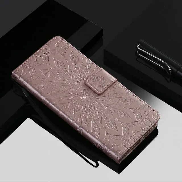 Rose gold Xperia8 защитный чехол для sony Xpeira 8 чехол Роскошный 3D тиснение из искусственной кожи для Funda Xperia 8 чехол sony 8 откидная крышка кошелек - Цвет: Rose gold