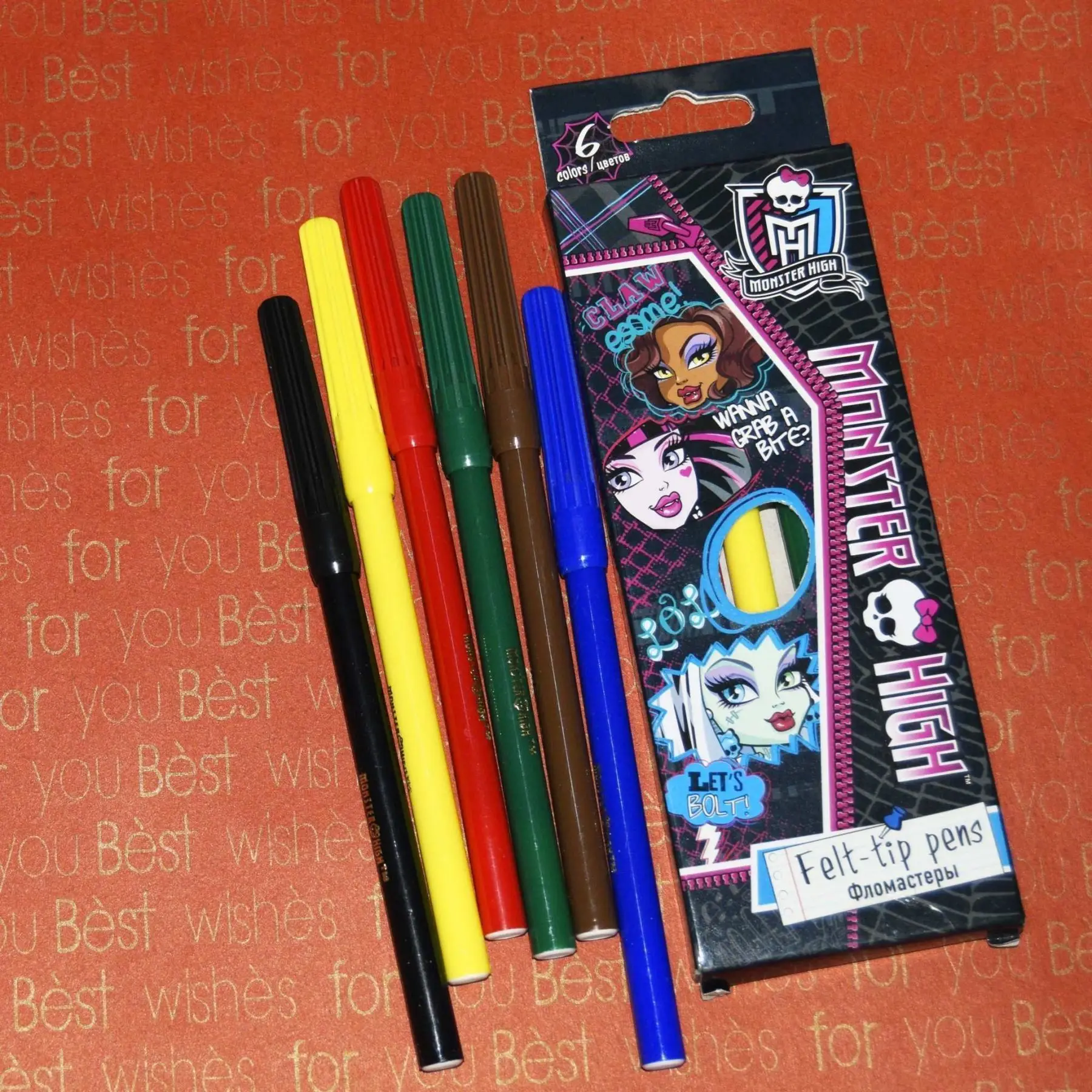 Цветные фломастеры 6 шт. Monster High|Маркеры-краски| |