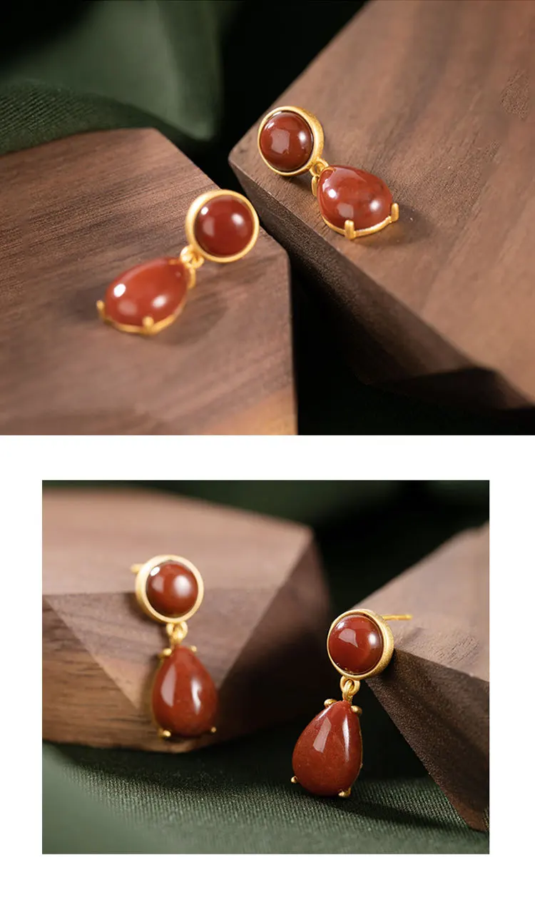 Uglyless Настоящее серебро 925 проба Brincos Bijoux для женщин натуральный агат Капли серьги позолоченные драгоценные камни высококачественные ювелирные изделия E1780