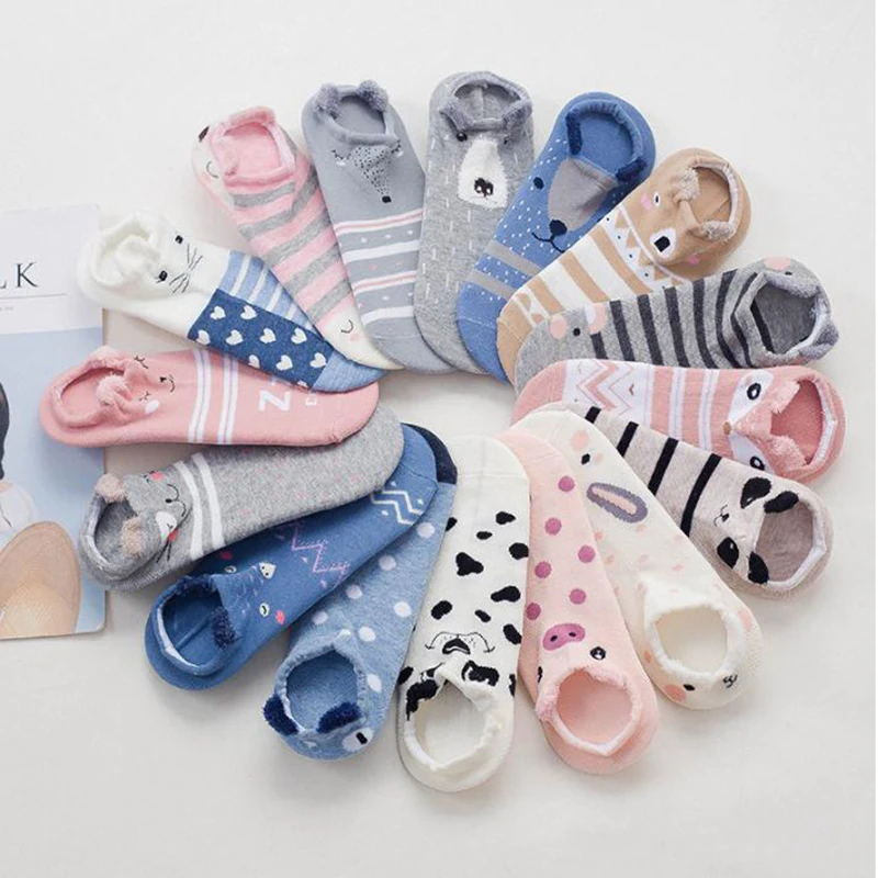 

Autumn Winter Women Sock Lovely Animal Women Cute Bear Pig Giraffe Cartoon Socks New Arrival Stripe Cotton Warm Socks
