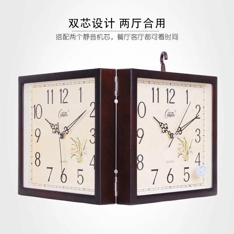 Простые настенные часы для гостиной, модные креативные двухсторонние часы, часы в стиле арт-деко, белые настенные часы, домашний декор 6W463