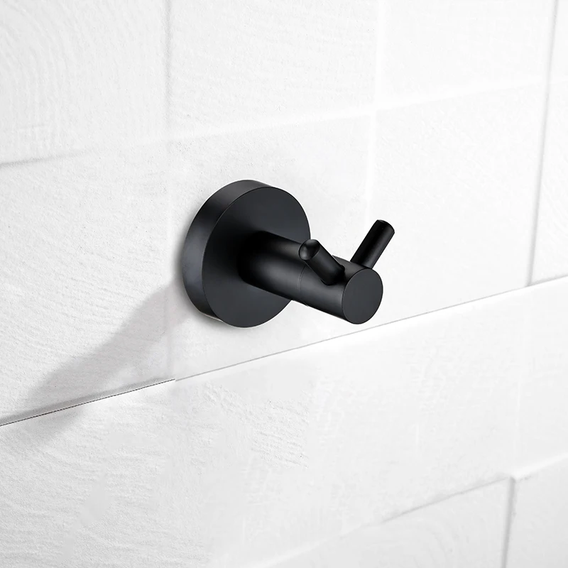 Black Stainless Steel Wall Mount Hooks for Bathroom Kitchen Coat Hook Towel Hook for Shower SUS304 Cloth Bathroom Hanger
