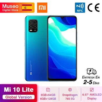 Перейти на Алиэкспресс и купить Глобальная версия смартфона Xiaomi Mi 10 Lite 5G 64 Гб/128 ГБ Snapdragon 76 5G NFC 6,57 дюймAMOLED дисплей 48MP камера 20 Вт 4160 мАч