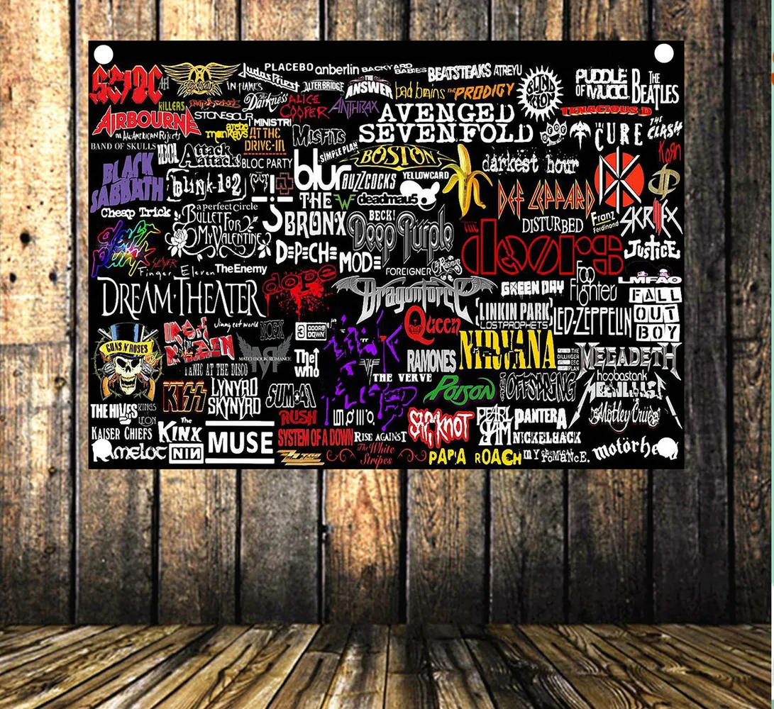 Rock N Roll Band Heavy Metal Music Posters Flags Banners Wall Art Home Decor A1 