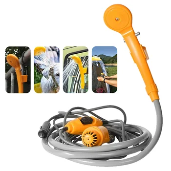 

Portable Car Shower Washing Tool 12V - Pumps Water from Bucket Into Steady, Gentle Shower Stream for Camping Traveling